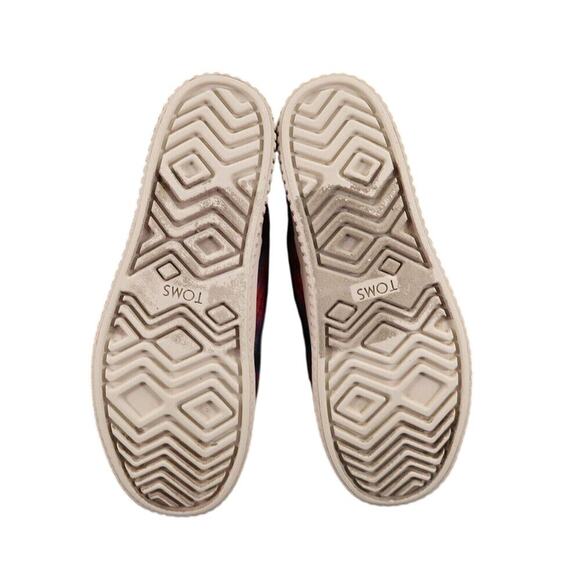 Toms Shoes Womens 8 Sneaker Cordones Indio Casual Fashion Plaid Red Blue Lace Up - Picture 9 of 13